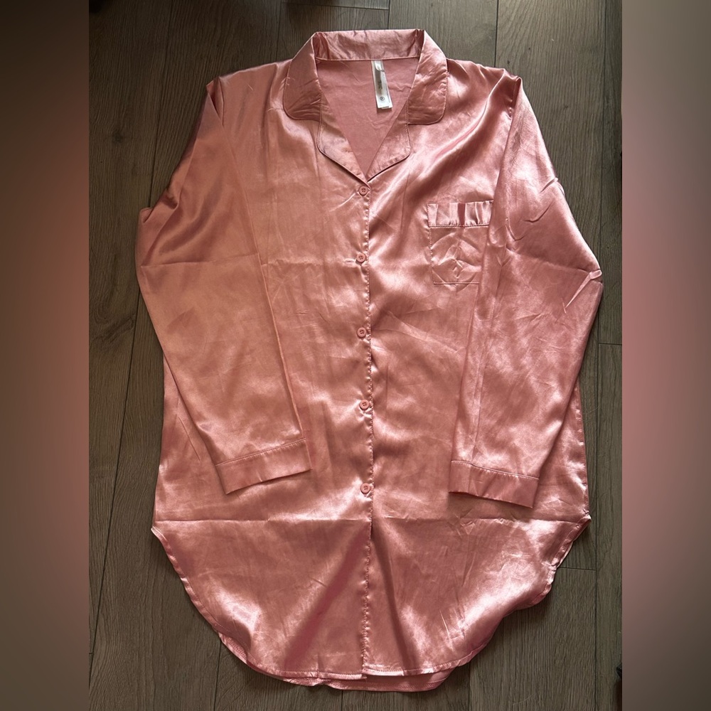 Fashion Nova Pink Satin pj blouse
